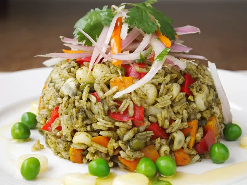 Arroz verde vegetariano