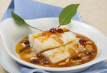 Receta de bacalao con pasas y piñones