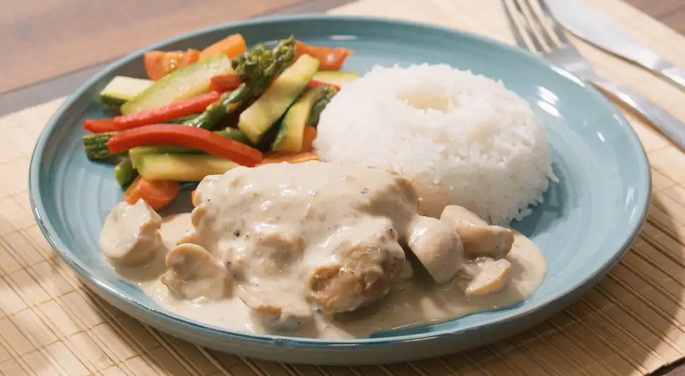 Receta de pollo con champiñones