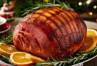 Pierna de cerdo navideña glaseada con naranja y miel