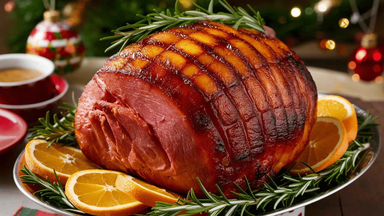 Pierna de cerdo navideña glaseada con naranja y miel