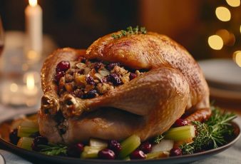 Pollo relleno navideño con frutos